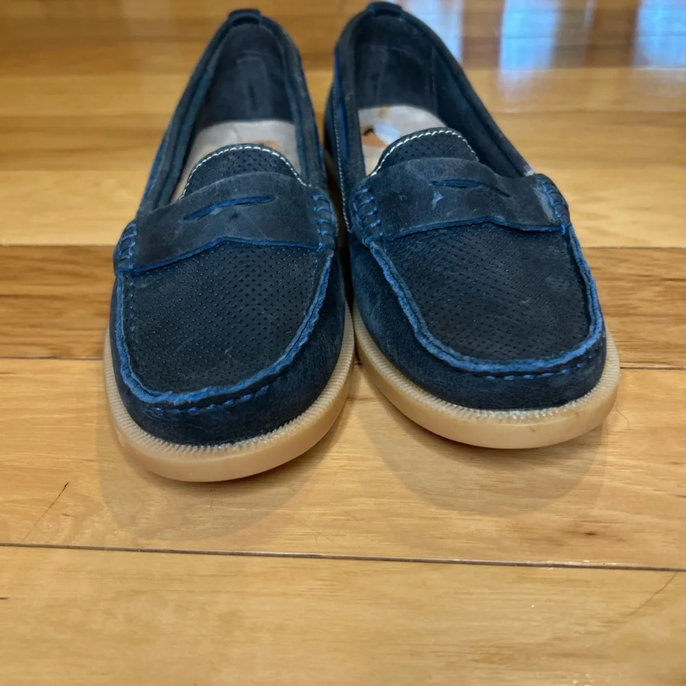 NWOT Bed Stu Leather Navy Blue Loafers Boat Shoes - Picture 4 of 12